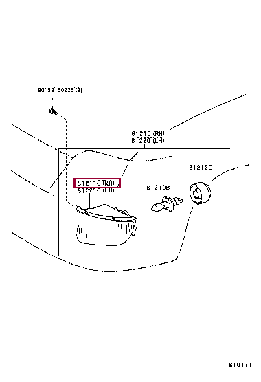 8121122050: LAMP UNIT, FOG LAMP, RH Тойота