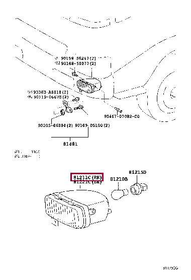 8121137070: LAMP UNIT, FOG LAMP, RH Тойота