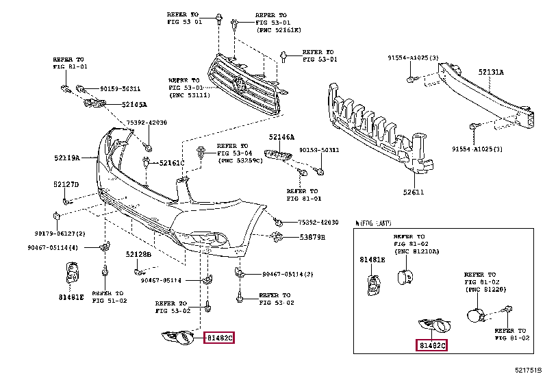 НАКЛАДКА ПЕРЕДНЕЙ ПТФ левой 81482-48110 (номер toyota 8148248110)