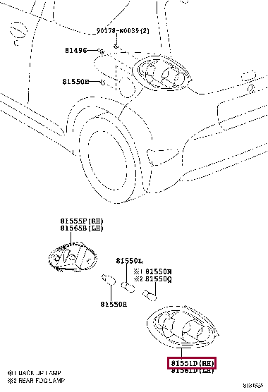 815510H020: LENS & BODY, REAR COMBINATION LAMP, RH Тойота