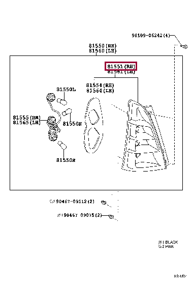 815510K220: LENS, REAR COMBINATION LAMP, RH Тойота