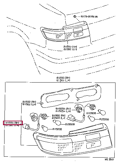 8155116550: LENS, REAR COMBINATION LAMP, RH Тойота