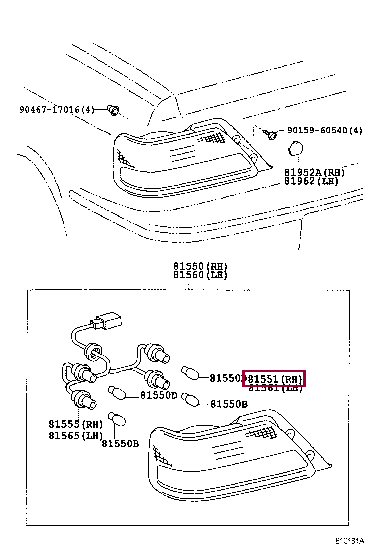 815512A050: LENS, REAR COMBINATION LAMP, RH Тойота