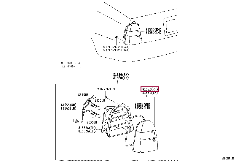 8155143011: LENS, REAR COMBINATION LAMP, RH Тойота