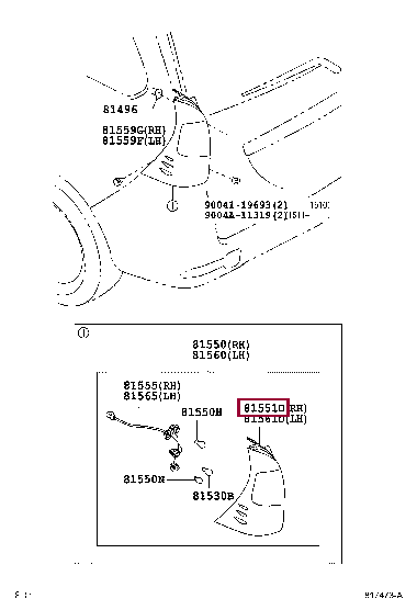 81551BZ250: LENS & BODY, REAR COMBINATION LAMP, RH Тойота