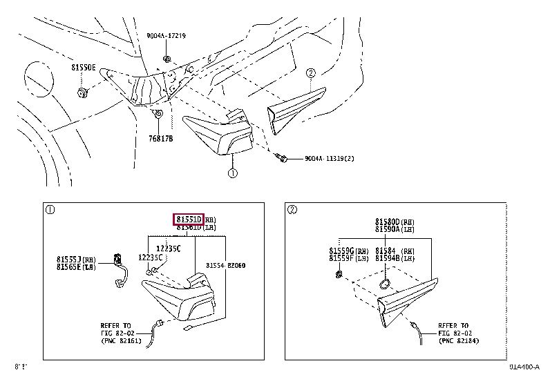 81551BZ460: LENS & BODY, REAR COMBINATION LAMP, RH Тойота