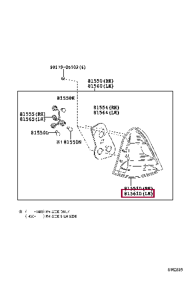 LENS & BODY, REAR COMBINATION LAMP, LH 81561-0D650 (номер toyota 815610D650)