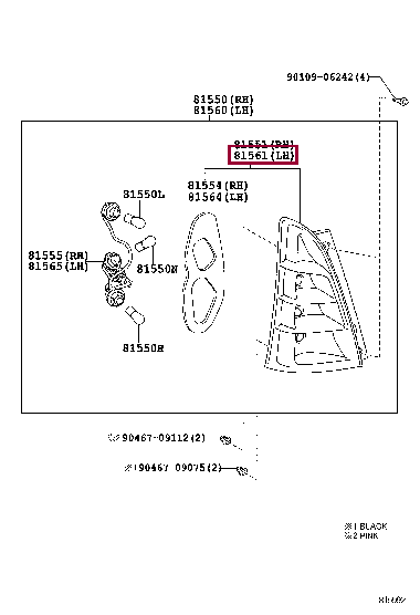 815610K220: LENS, REAR COMBINATION LAMP, LH Тойота