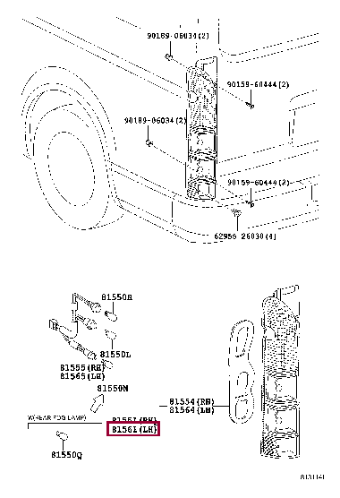 8156126200: LENS, REAR COMBINATION LAMP, LH Тойота