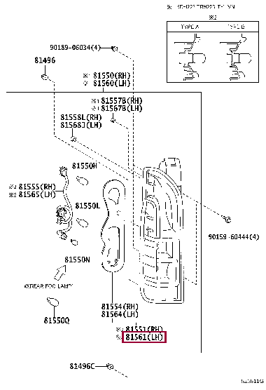 LENS, REAR COMBINATION LAMP, LH 81561-26440 (номер toyota 8156126440)