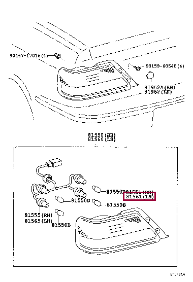 815612A080: LENS, REAR COMBINATION LAMP, LH Тойота