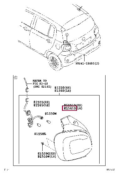 81561B1150: LENS & BODY, REAR COMBINATION LAMP, LH Тойота