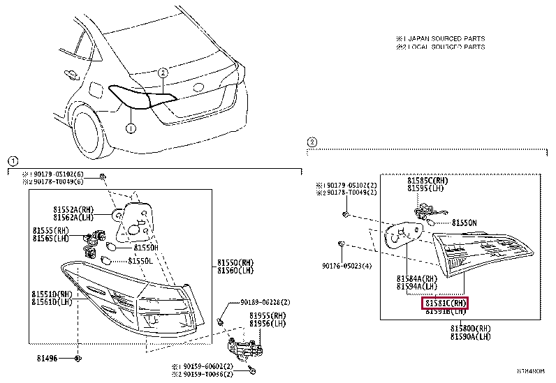 815810D520: LENS AND BODY, REAR LAMP, RH Тойота