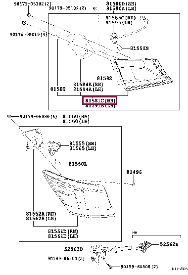 8158130521: LENS AND BODY, REAR LAMP, RH Тойота