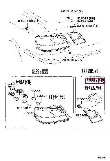 8159122090: LENS REAR LAMP Тойота
