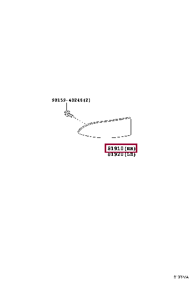 Отражатель правый 81910-53021 (номер toyota 8191053021)