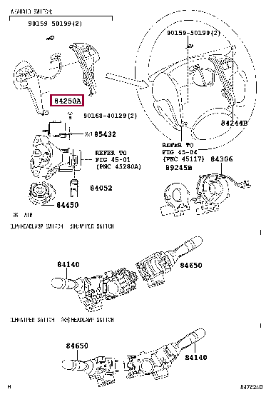 SWITCH ASSY, STEERING PAD 84250-33130 (номер toyota 8425033130)
