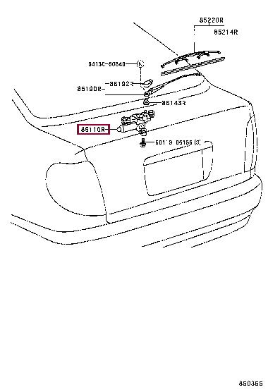 MOTOR ASSY, REAR WIPER 85130-05041 (номер toyota 8513005041)