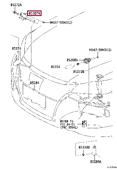 852070N050: ACTUATOR SUB-ASSY, HEADLAMP WASHER, RH Тойота