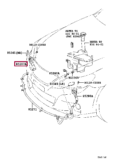 852070P020: ACTUATOR SUB-ASSY, HEADLAMP WASHER, RH Тойота