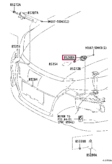 852080N050: ACTUATOR SUB-ASSY, HEADLAMP WASHER, LH Тойота