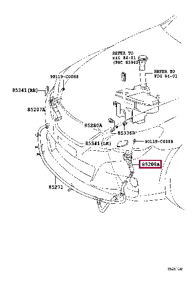 852080P020: ACTUATOR SUB-ASSY, HEADLAMP WASHER, LH Тойота