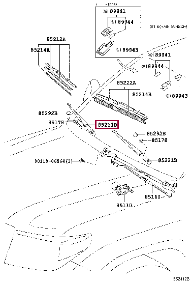Тяга стеклоочистителя правая 85211-60260 (номер toyota 8521160260)