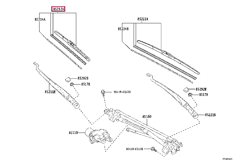 8521207080: BLADE, FR WIPER, RH Тойота