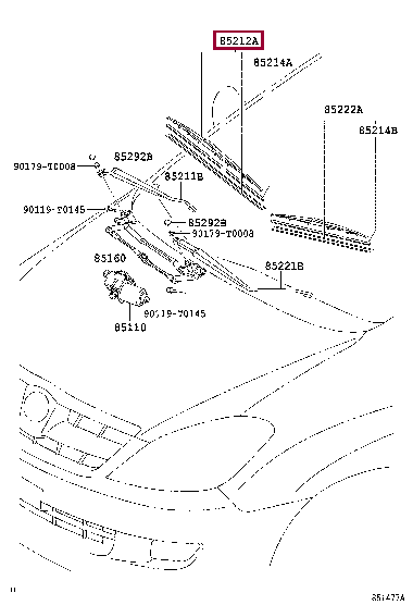 852120K061: BLADE, FR WIPER, RH Тойота
