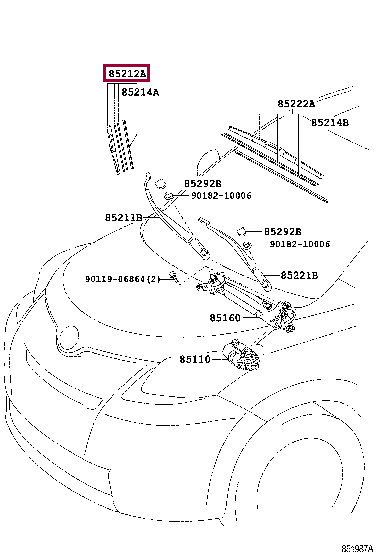 8521252180: BLADE, FR WIPER, RH Тойота