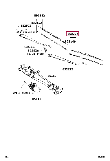 85212B2110: BLADE, FR WIPER, LH Тойота