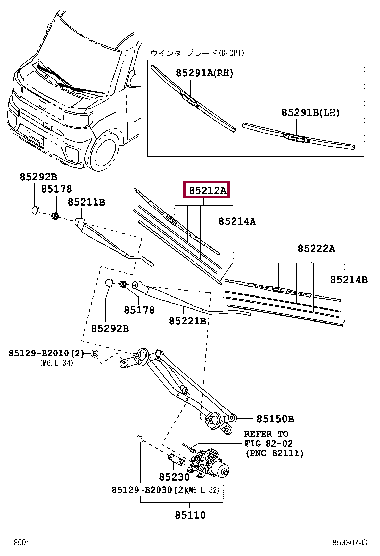85212B2170: BLADE, FR WIPER, LH Тойота
