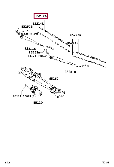 85212B4030: BLADE, FR WIPER, RH Тойота
