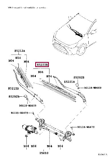 85212WB001: BLADE, FR WIPER, LH Тойота