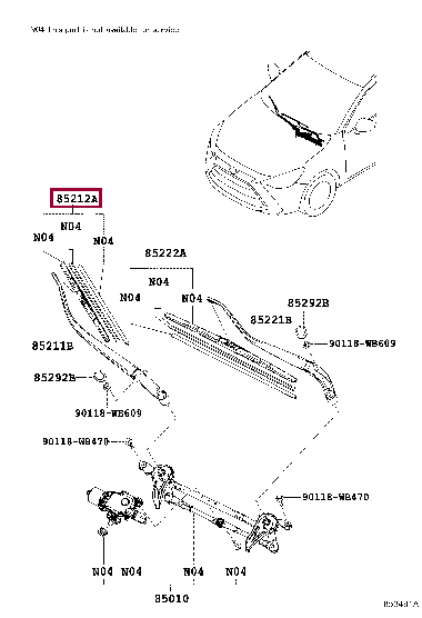 85212WB002: BLADE, FR WIPER, RH Тойота