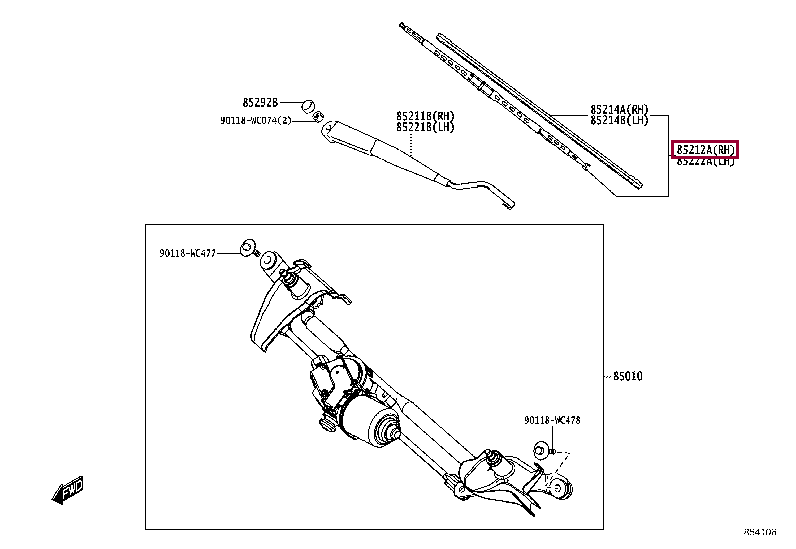 85212WC001: BLADE, FR WIPER, RH Тойота