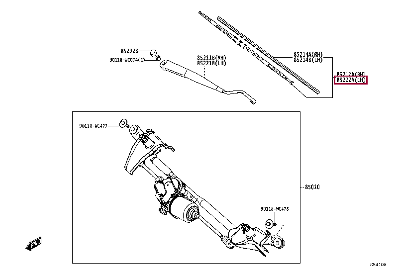85212WC002: BLADE, FR WIPER, LH Тойота