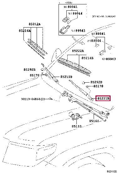 Тяга стеклоочистителя левая 85221-60290 (номер toyota 8522160290)