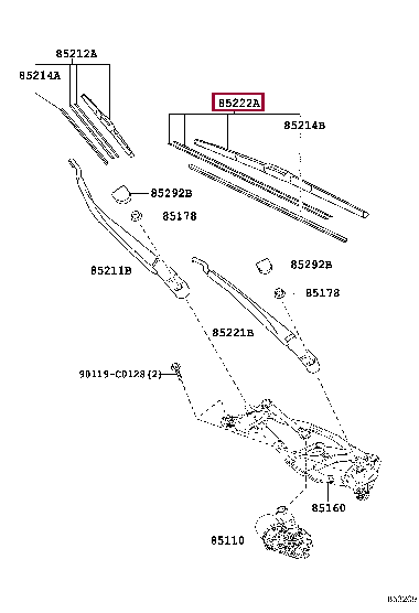 8522202460: BLADE, FR WIPER, LH Тойота