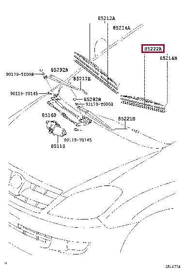 852220K050: BLADE, FR WIPER, LH Тойота