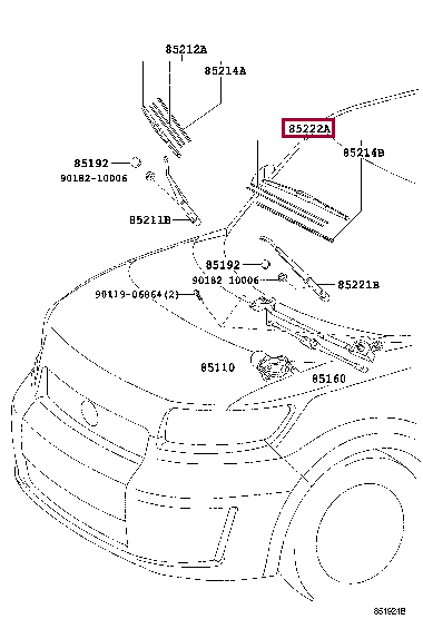 8522212870: BLADE, FR WIPER, LH Тойота