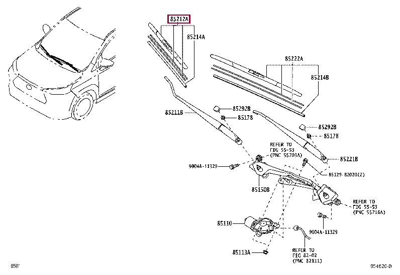 85222BZ370: BLADE, FR WIPER, RH Тойота