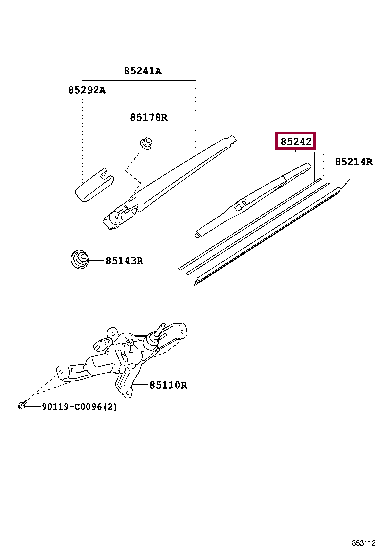 852420D050: BLADE, RR WIPER Тойота
