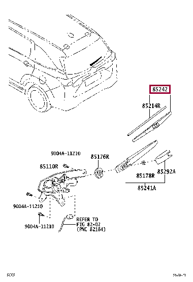 85242BZ180: BLADE, RR WIPER Тойота