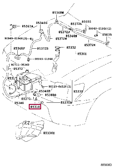 Насос омывателя 85330-60130 (номер toyota 8533060130)