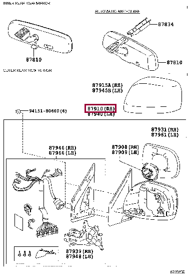 зеркало боковое правое 87910-60B81 (номер toyota 8791060B81)
