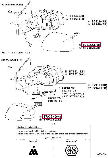 Крышка правого зеркало 87915-02918 (номер toyota 8791502918)