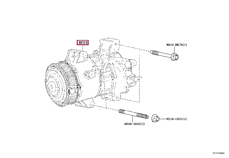 8831002C60: COMPRESSOR ASSY, W/PULLEY Тойота