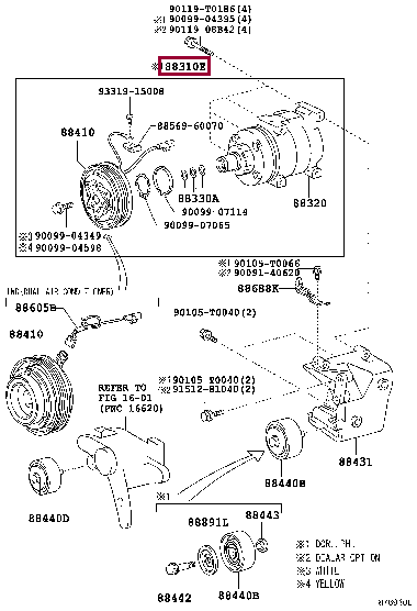 883100K311: COMPRESSOR, W/MAGNET CLUTCH Тойота
