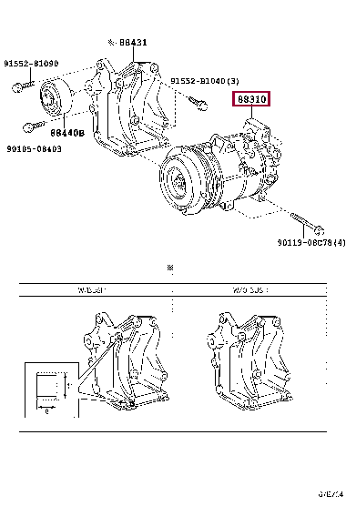 883102F080: COMPRESSOR ASSY, W/PULLEY Тойота